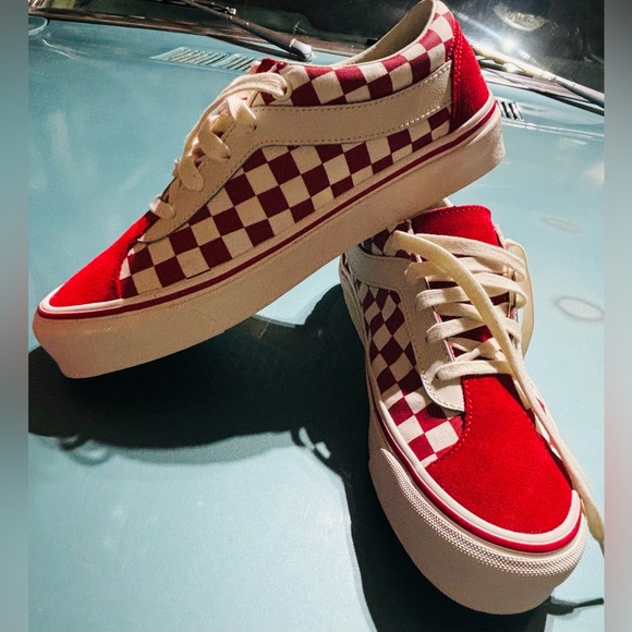 Vans Checkerboard Red and White Sneakers - Picture 2 of 5
